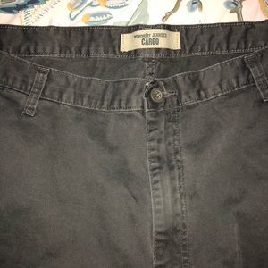 Men’s grey wrangler flat-front light-weight khakis